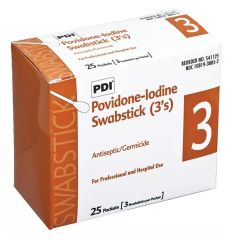 SWABSTICKS PVP IODINE 3'S BX/25